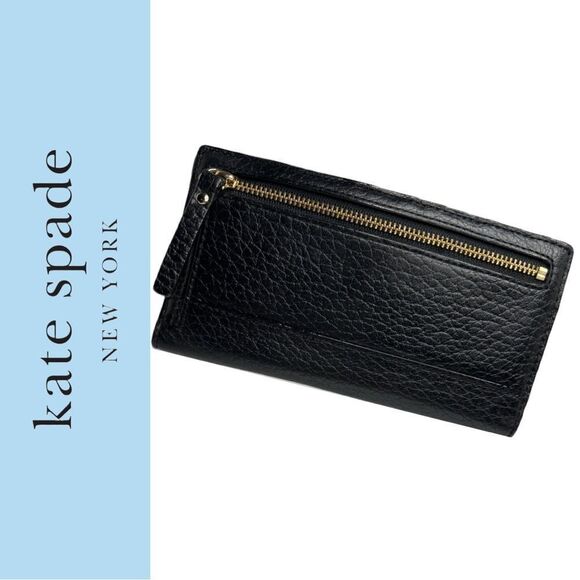kate spade Bay Street Black‎ Pebbled Leather Stacy Wallet - Picture 2 of 3